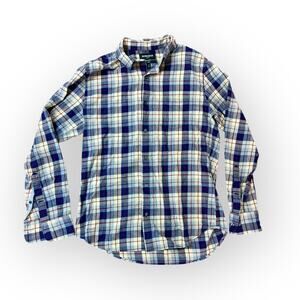 Bonobos Blue Plaid Shirt Mens Medium Stretch Slim Fit Button Down